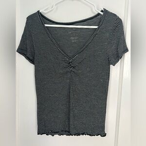 American Eagle soft and sexy black and white striped v neck